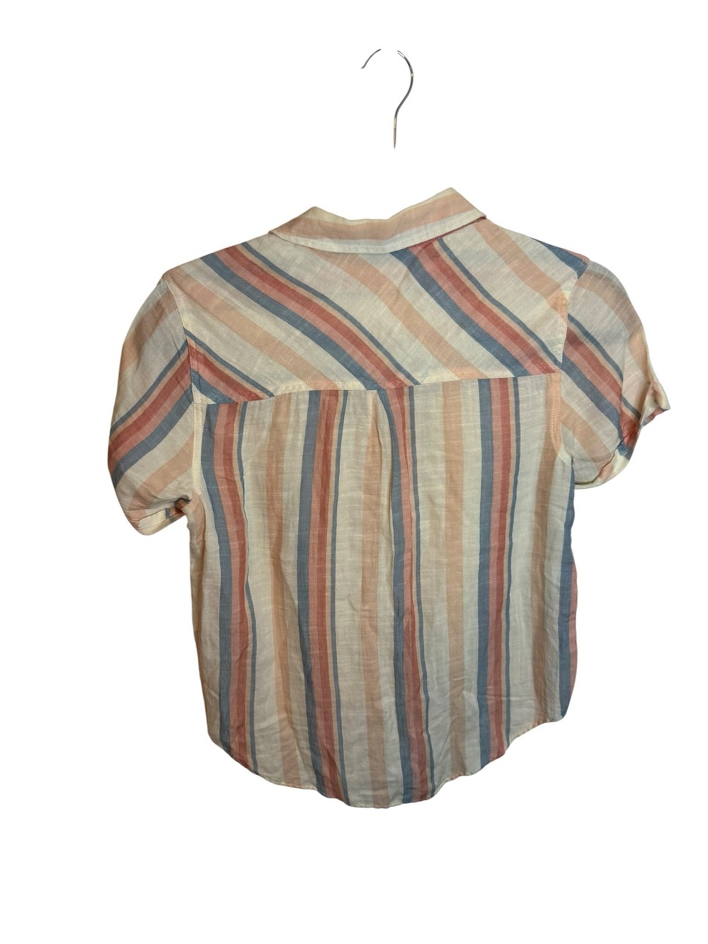 Lucky Brand Multicolor Striped Tie Waist Short Sleeve Top - Picture 2 of 4